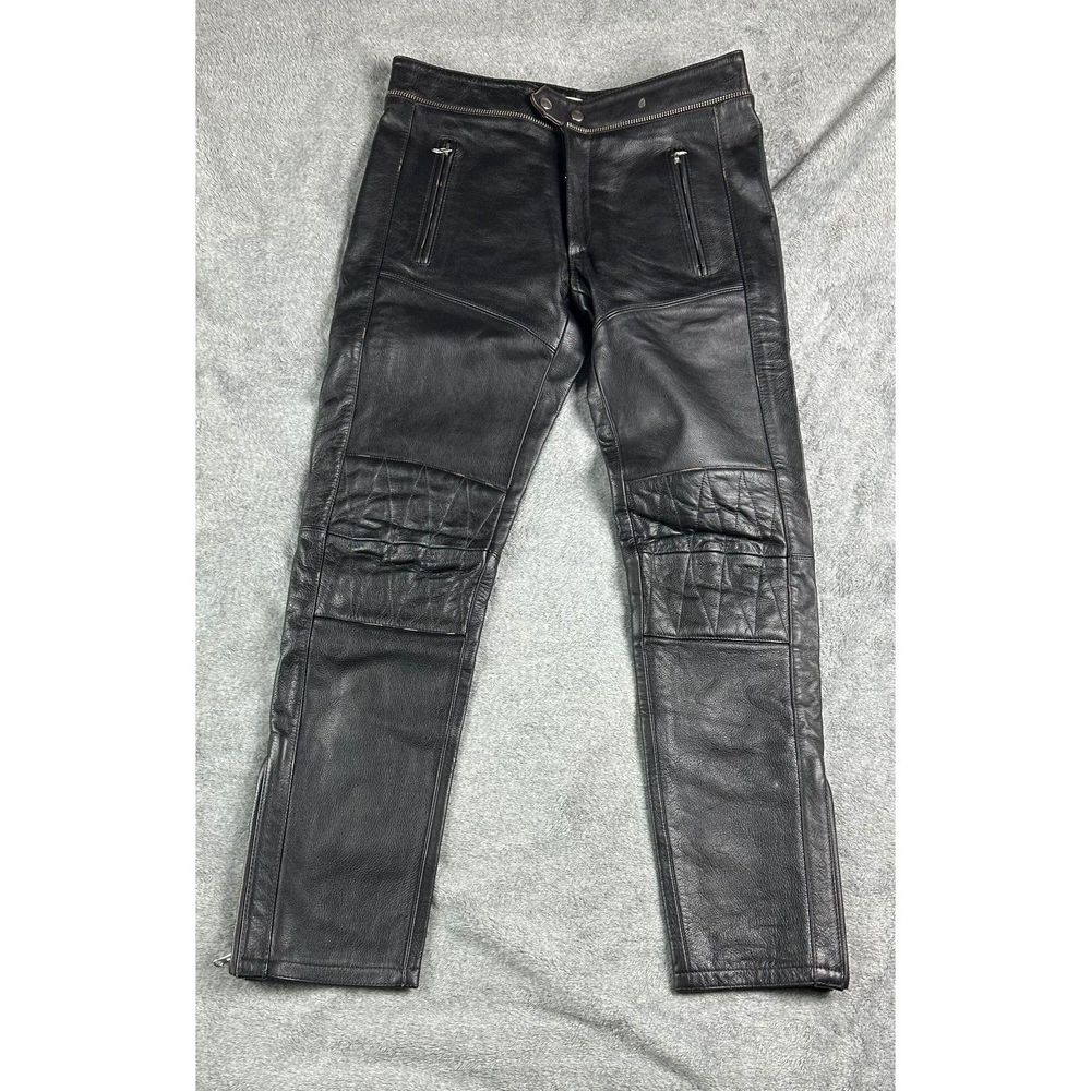 Isabel Marant Men's Moto Bike Leather Pants Ankle Zip Straight Size 33R Black